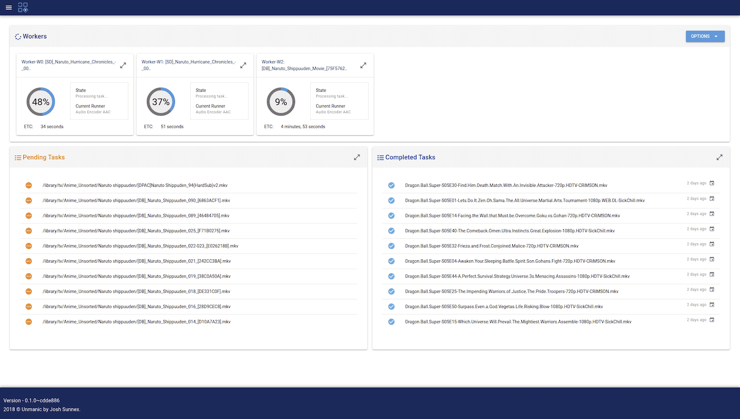 Unmanic Dashboard. Image taken from Unmanic’s GitHub page